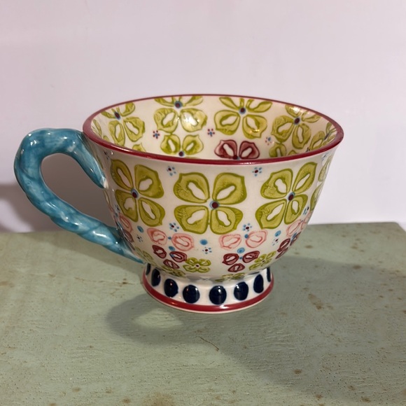 Anthropologie Other - ANTHROPOLOGIE Elka Ayaka Floral Twisted Handle Pedestal Mug
